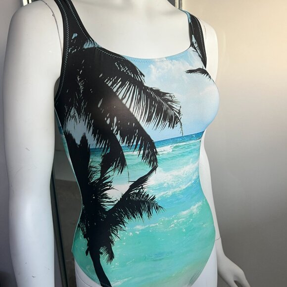 J. Crew Beach Scene w/ Palm Tree Scoop Back one piece C1964 SZ 6 - Picture 9 of 9
